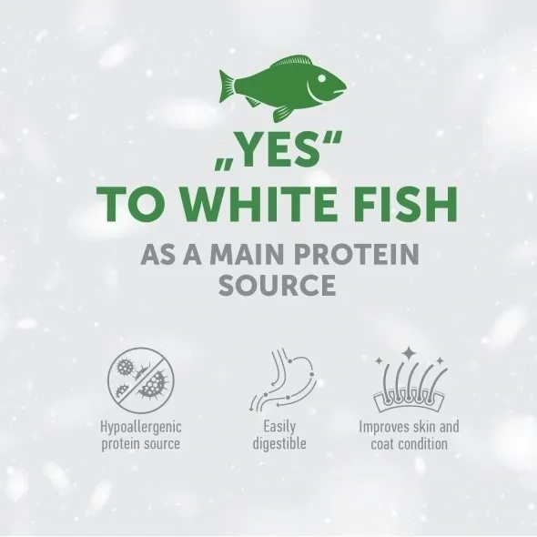 Nature’s Protection grain free white fish joint supplement for dogs, featuring high-quality protein source, promoting hip & joint mobility, healthy coat, and digestion