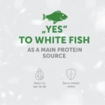Premium grain free hypoallergenic dental stick with white fish for dogs, supporting healthy teeth, gums, coat, and immunity