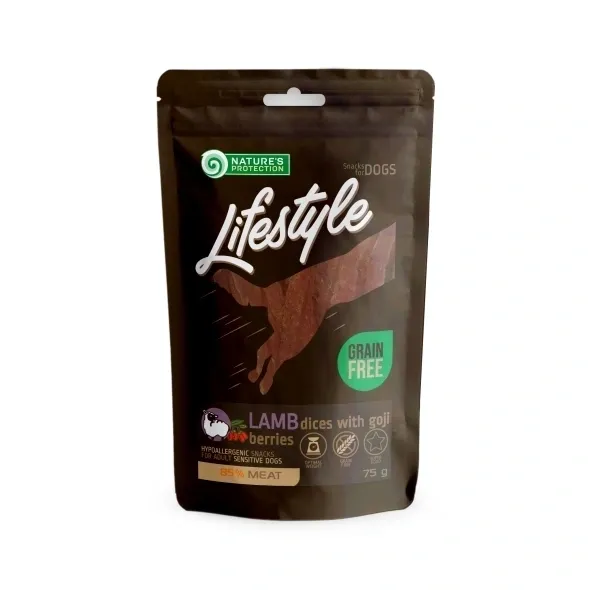Grain free soft lamb dices with goji berries for puppies, supporting digestion, weight control, and training
