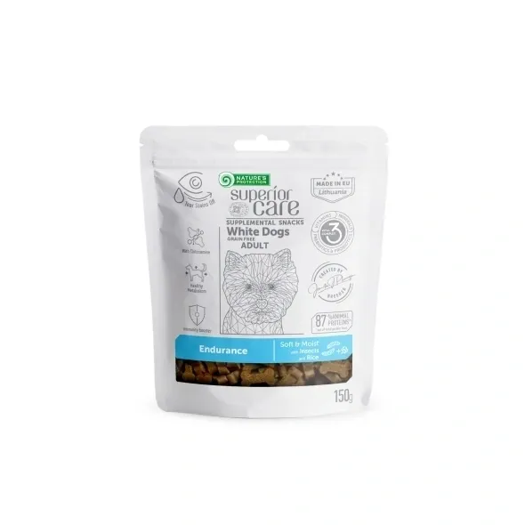 Hypoallergenic dog treats with insect & rice protein, supporting endurance, bones, joints, and immunity