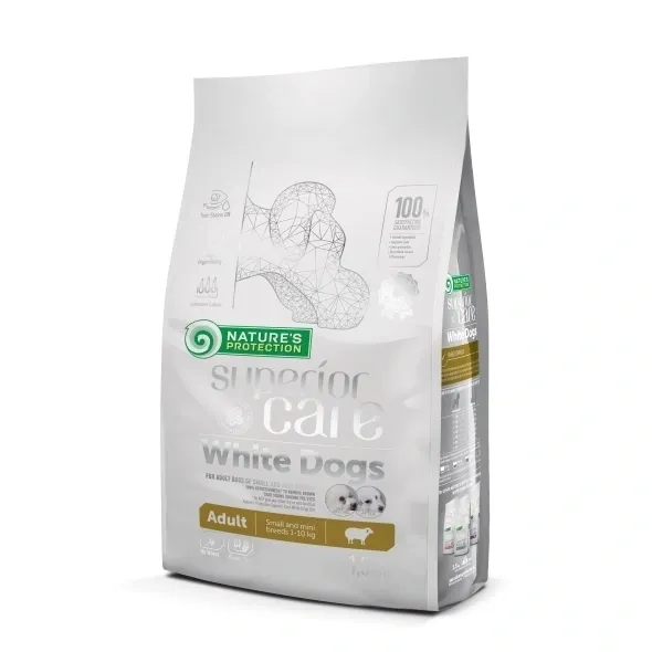 Premium lamb dog food for adult small and mini white breed dogs, supporting healthy skin, white coat, and digestion