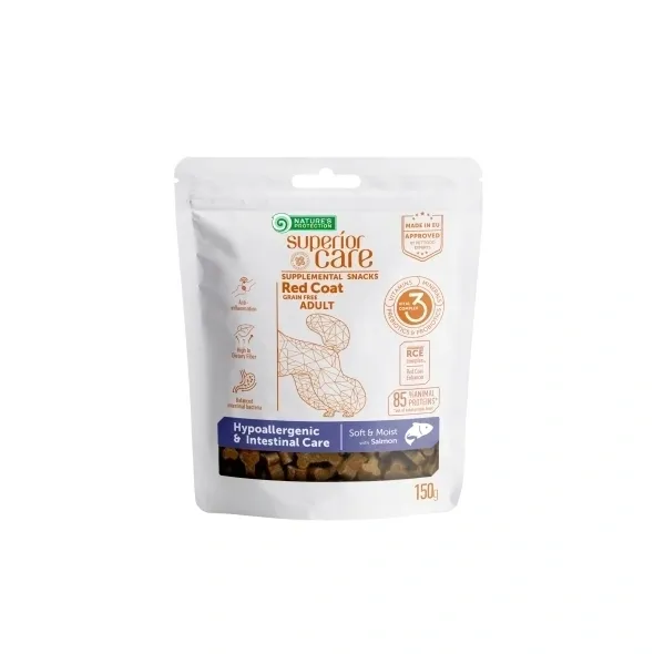 NATURE'S PROTECTION SUPERIOR CARE complementary grain free feed – snacks for adult dogs of all breeds with red coat with salmon 150 g