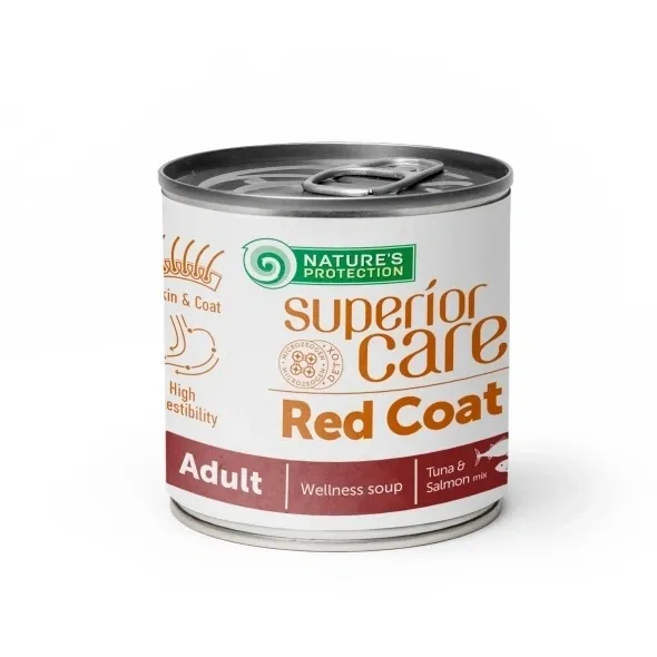 Red coat dog complementary soup with salmon and tuna for adult dogs
