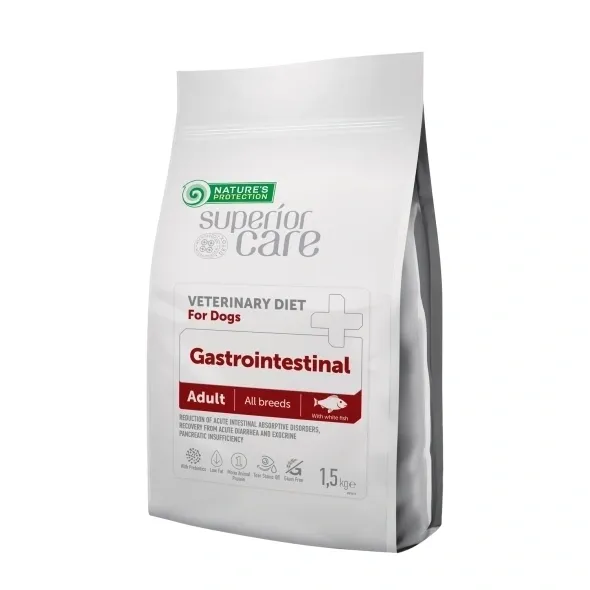 Nature’s Protection Superior Care hypoallergenic dog food with white fish for adult dogs, supporting digestion and gut health